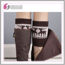 Winter Europe Spelled Color Elk Leg Warmers Foot Knitted Socks